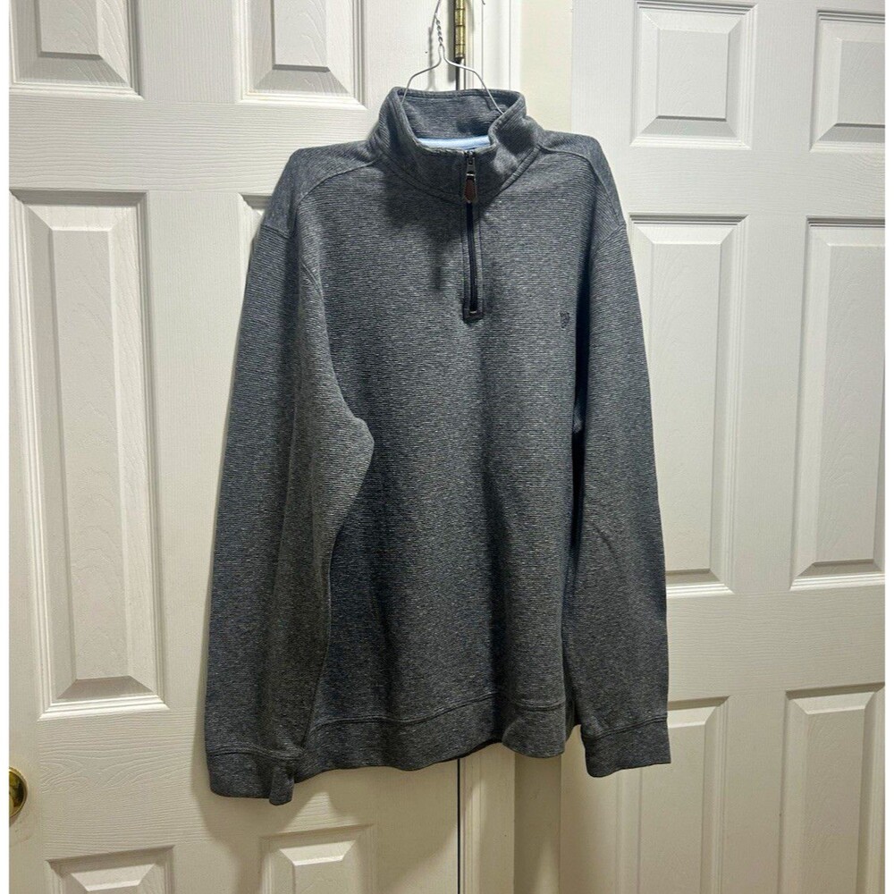 Chaps Men’s 1/4 Zip Mock Neck Knit Sweatshirt 2XL Regular Gray Solid